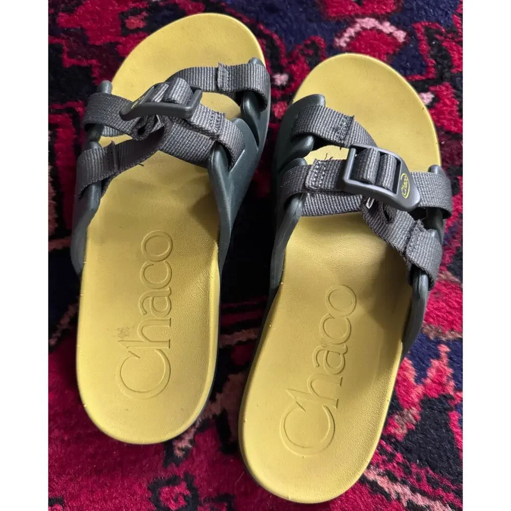 Chaco Chillos Slide Waterproof Sandals Kids 4 Scarab Gray & Lime